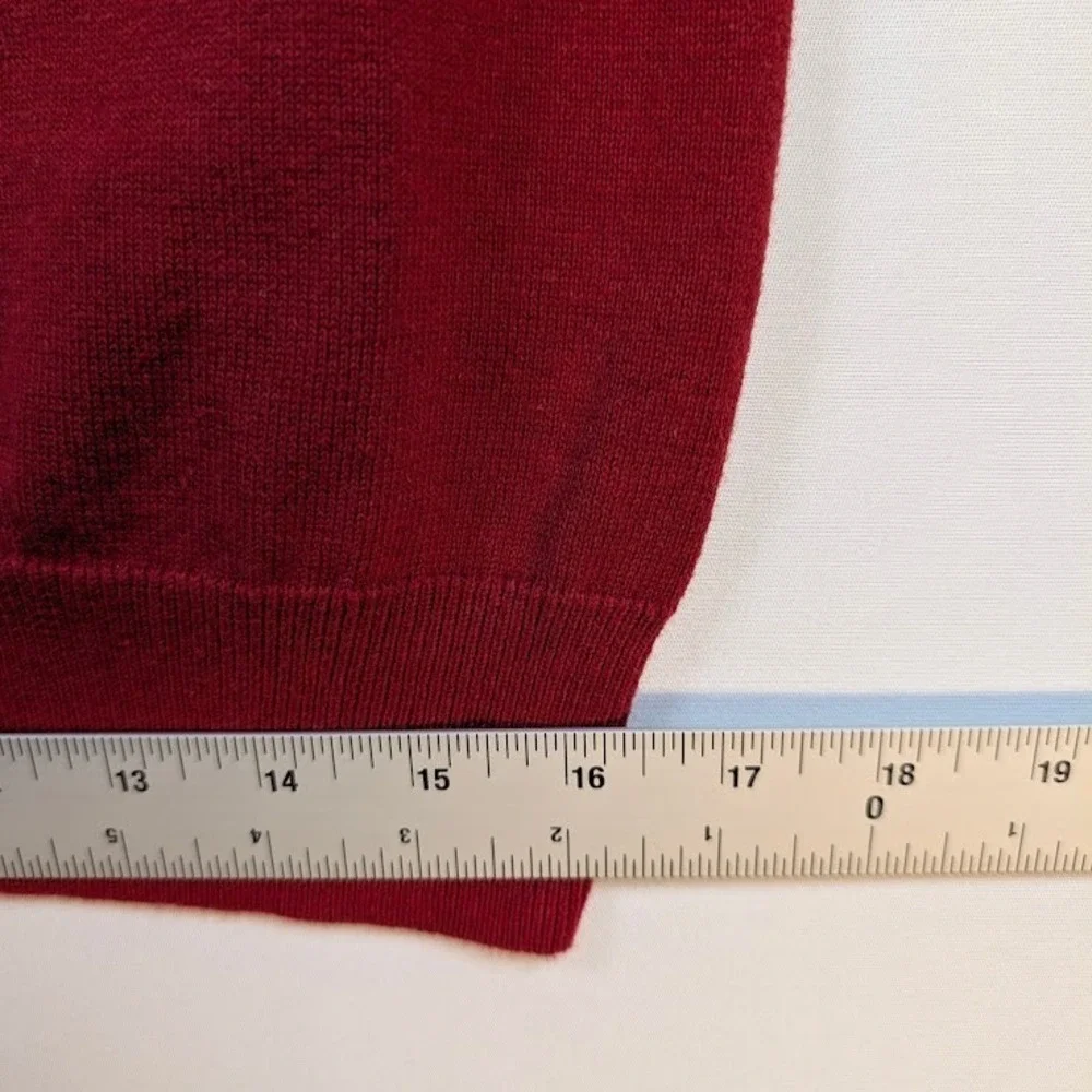 US Polo Assn Argyle Sweater Vest Mens M Burgundy V-Neck 100% Cotton 39